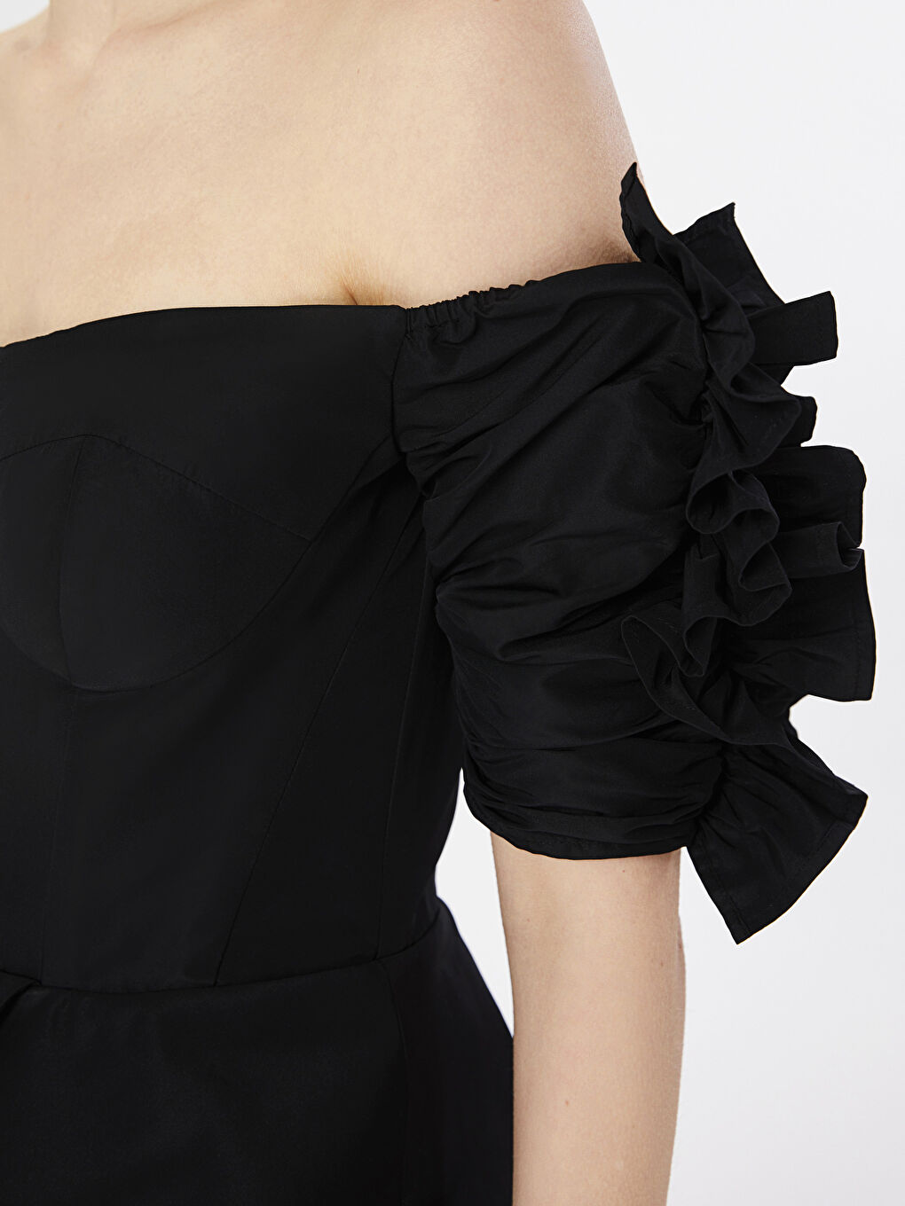 Siyah Kayık Yaka Kadın Bluz-5