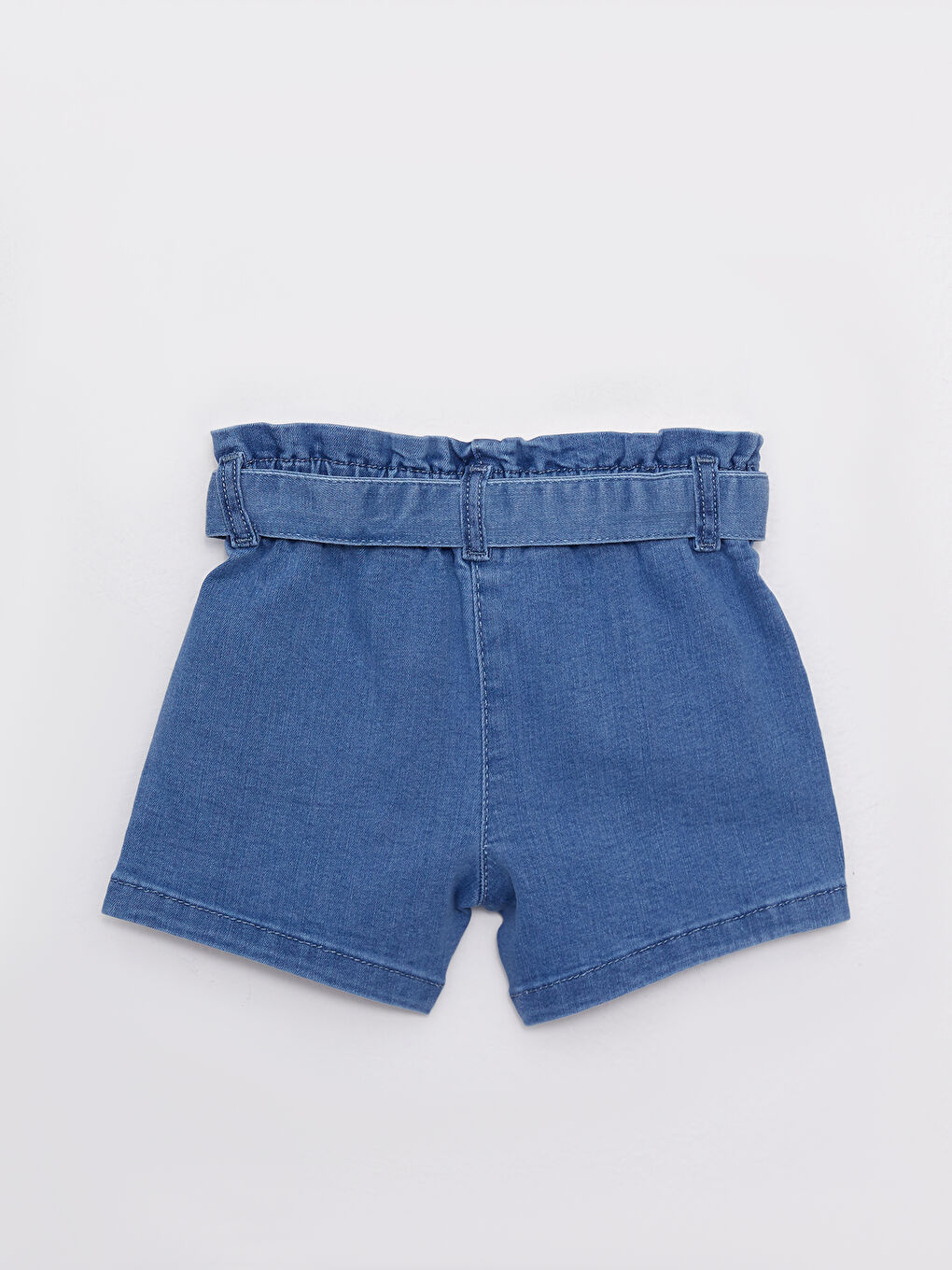 İndigo Beli Lastikli Basic Kız Bebek Jean Şort-1