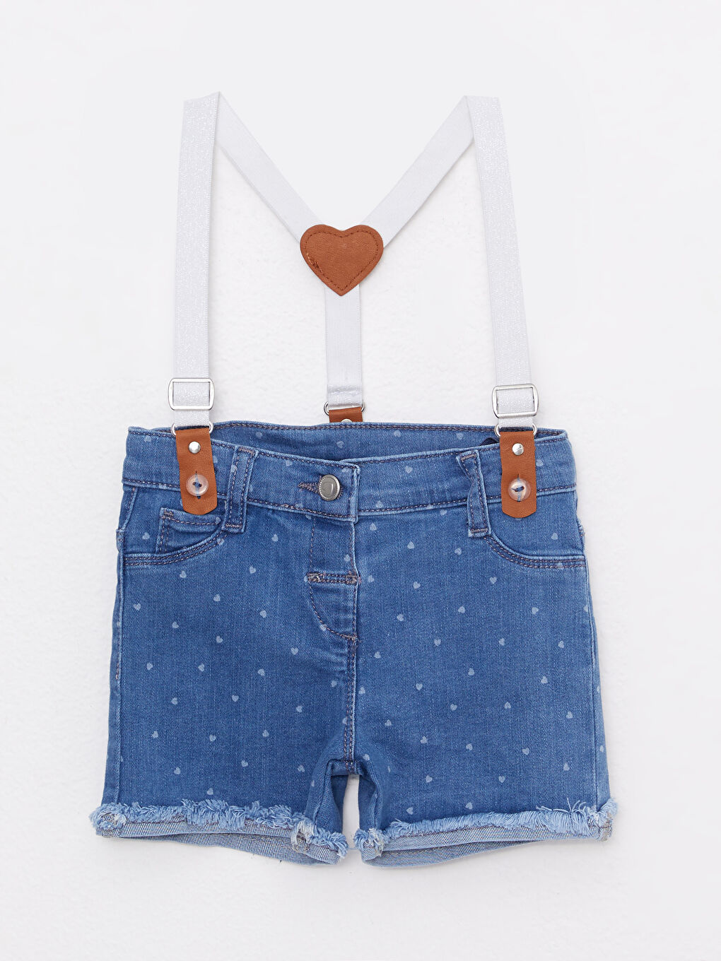 LCW baby Printed Baby Girl Jean Shorts and Suspenders 2-Pack Set -S2JO68Z1-507