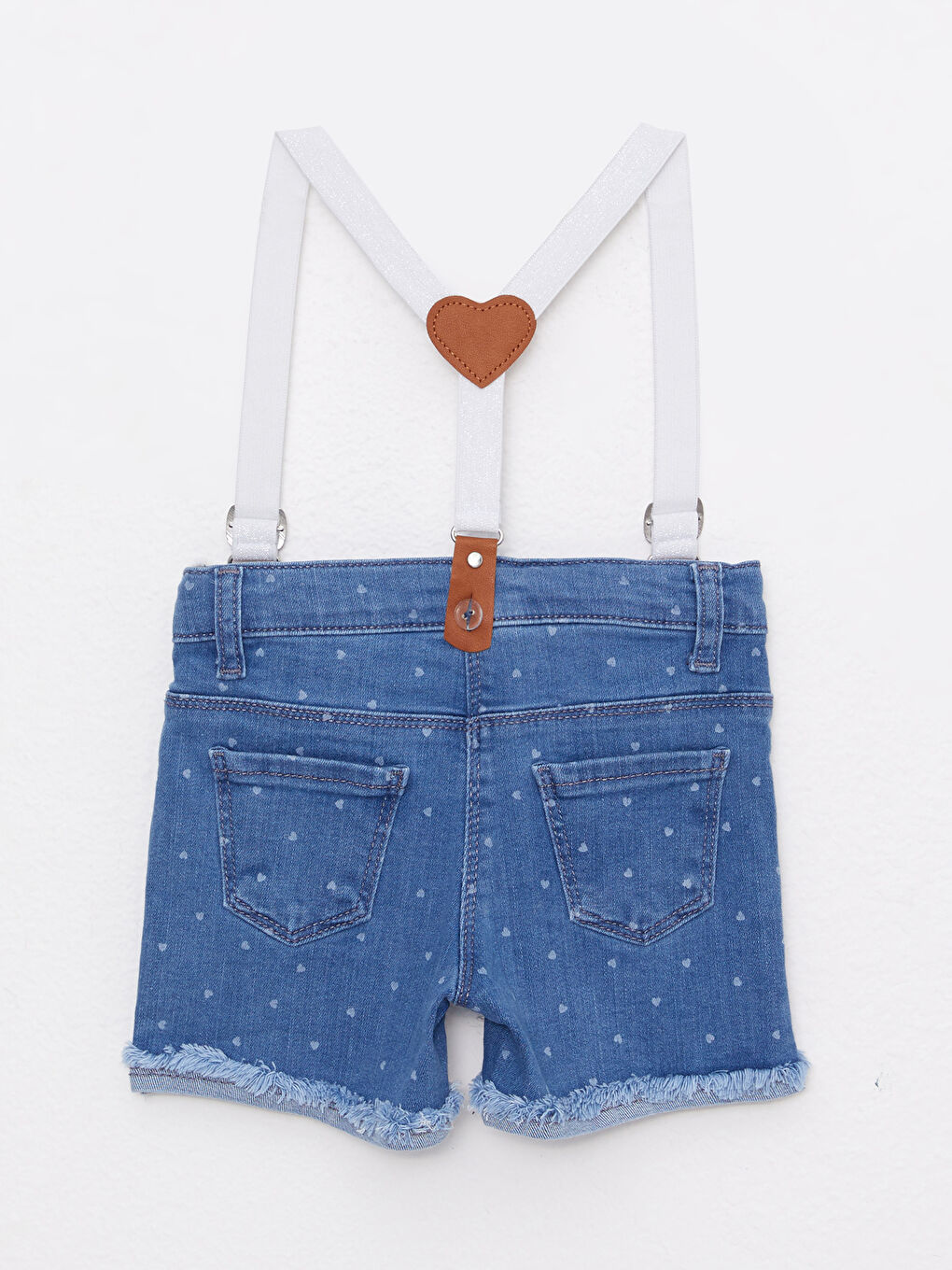 LCW baby Printed Baby Girl Jean Shorts and Suspenders 2-Pack Set -S2JO68Z1-507