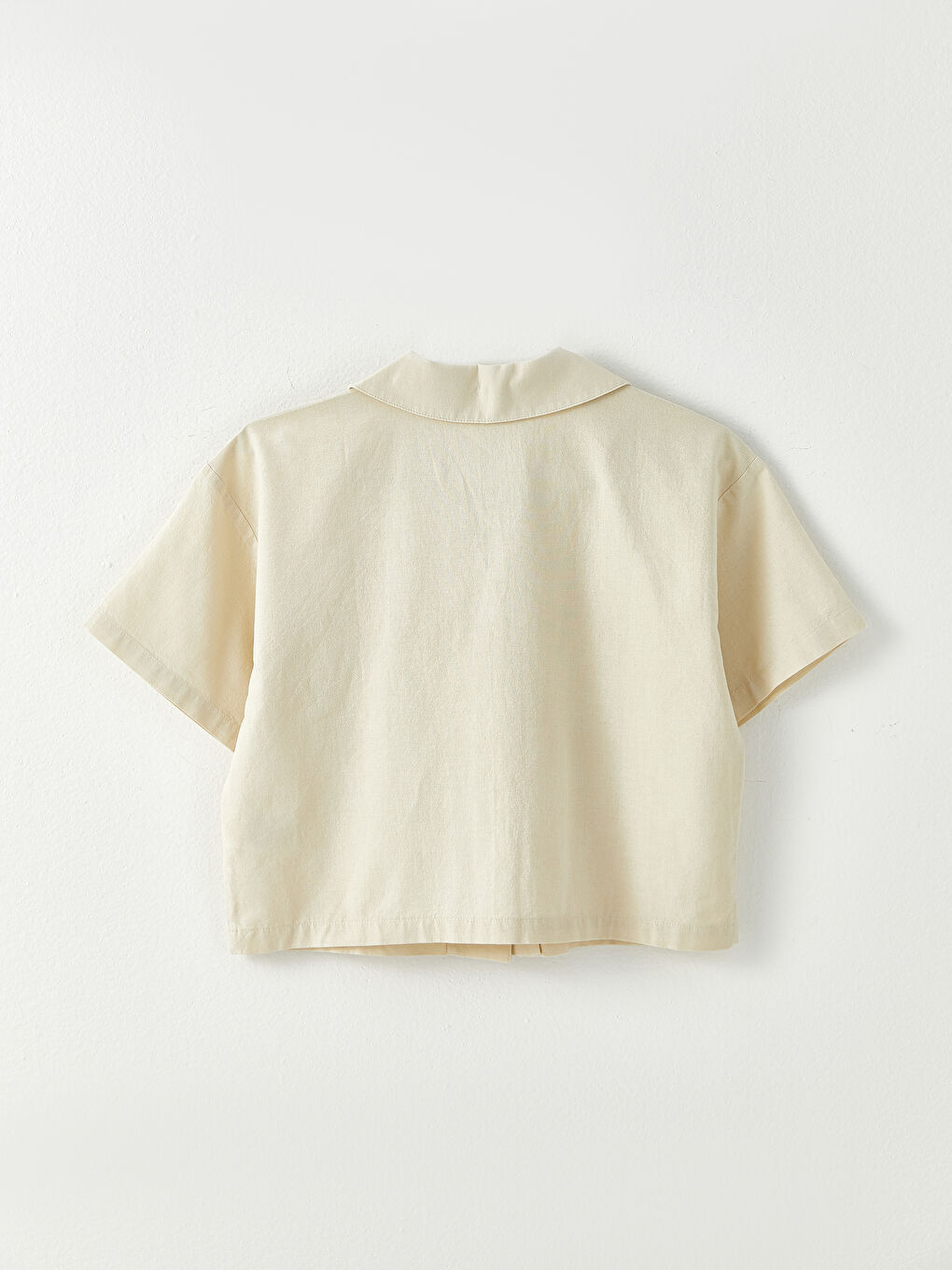 Front Button Closure Straight Short Sleeve Women's Shirt-7