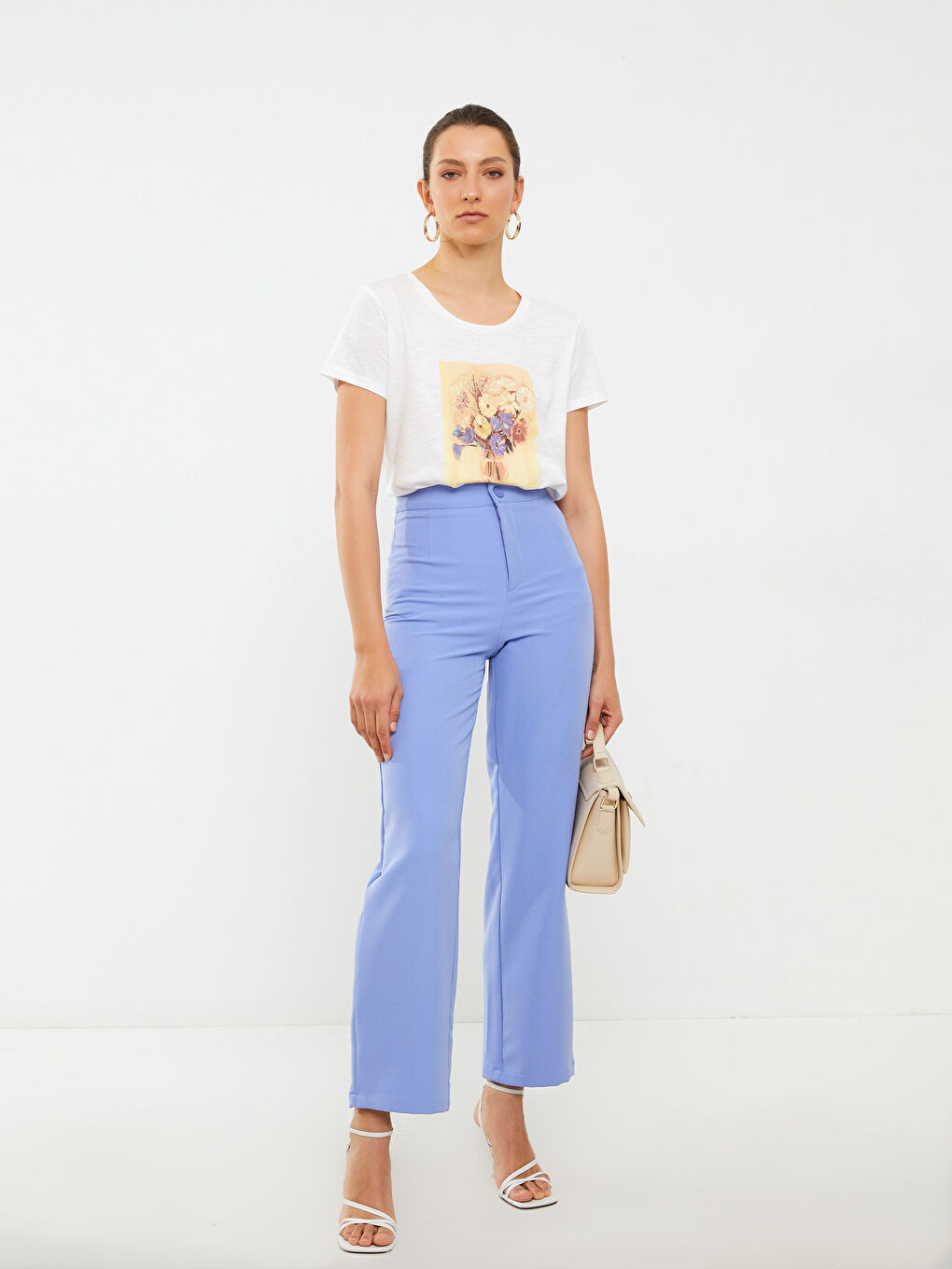 Crew Neck Printed Short Sleeve Cotton Women's T-shirt-1