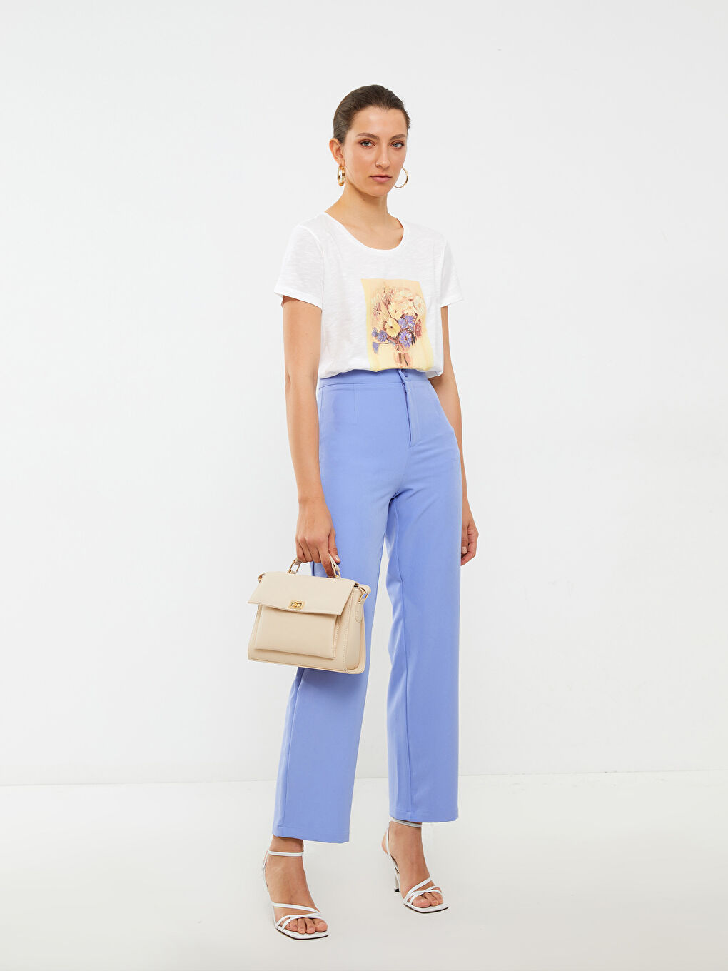 Crew Neck Printed Short Sleeve Cotton Women's T-shirt-2