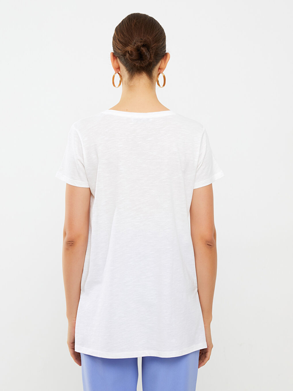 Crew Neck Printed Short Sleeve Cotton Women's T-shirt-6