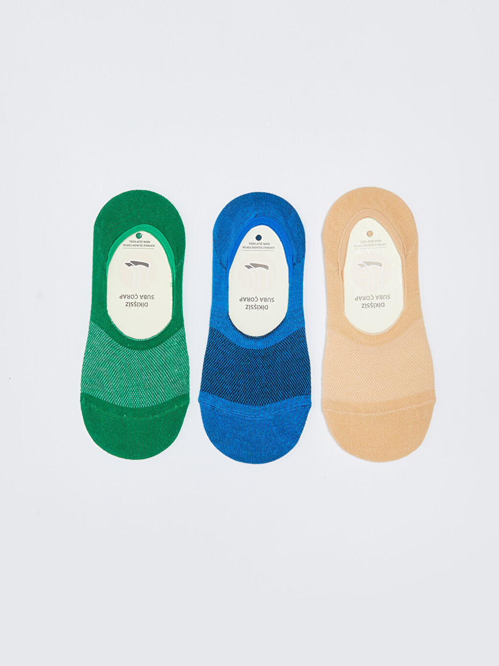 Pembe Kadın Düz Babet Çorap 3'lü-1