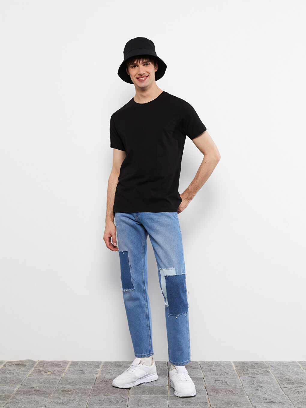 Rundhalsausschnitt Kurzarm Basic T-Shirt aus gekämmter Baumwolle für Herren-1