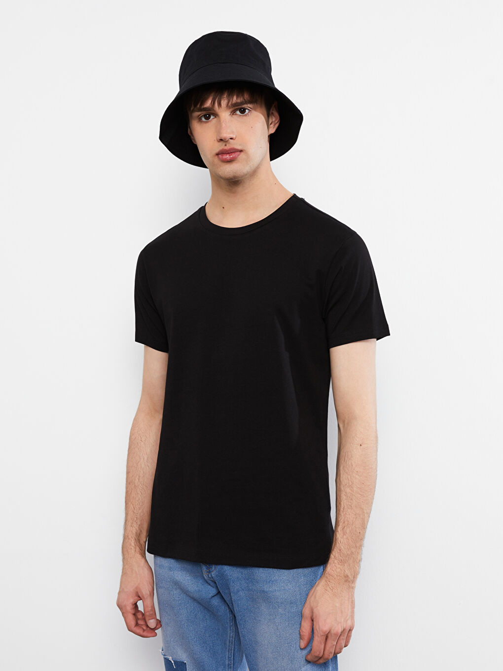 Rundhalsausschnitt Kurzarm Basic T-Shirt aus gekämmter Baumwolle für Herren-2