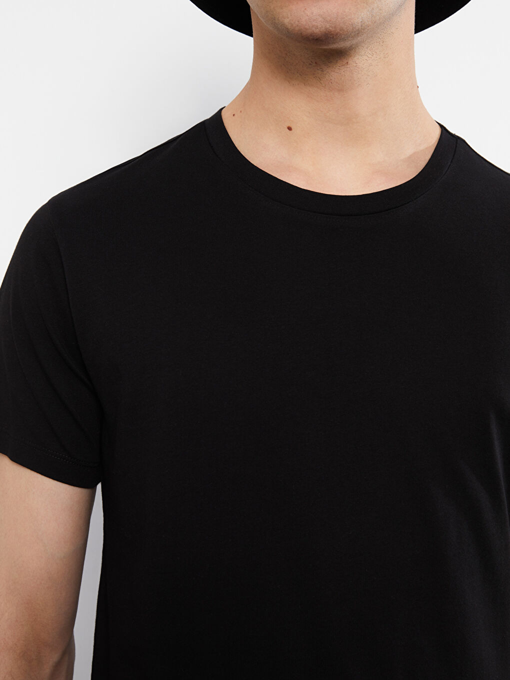Rundhalsausschnitt Kurzarm Basic T-Shirt aus gekämmter Baumwolle für Herren-3