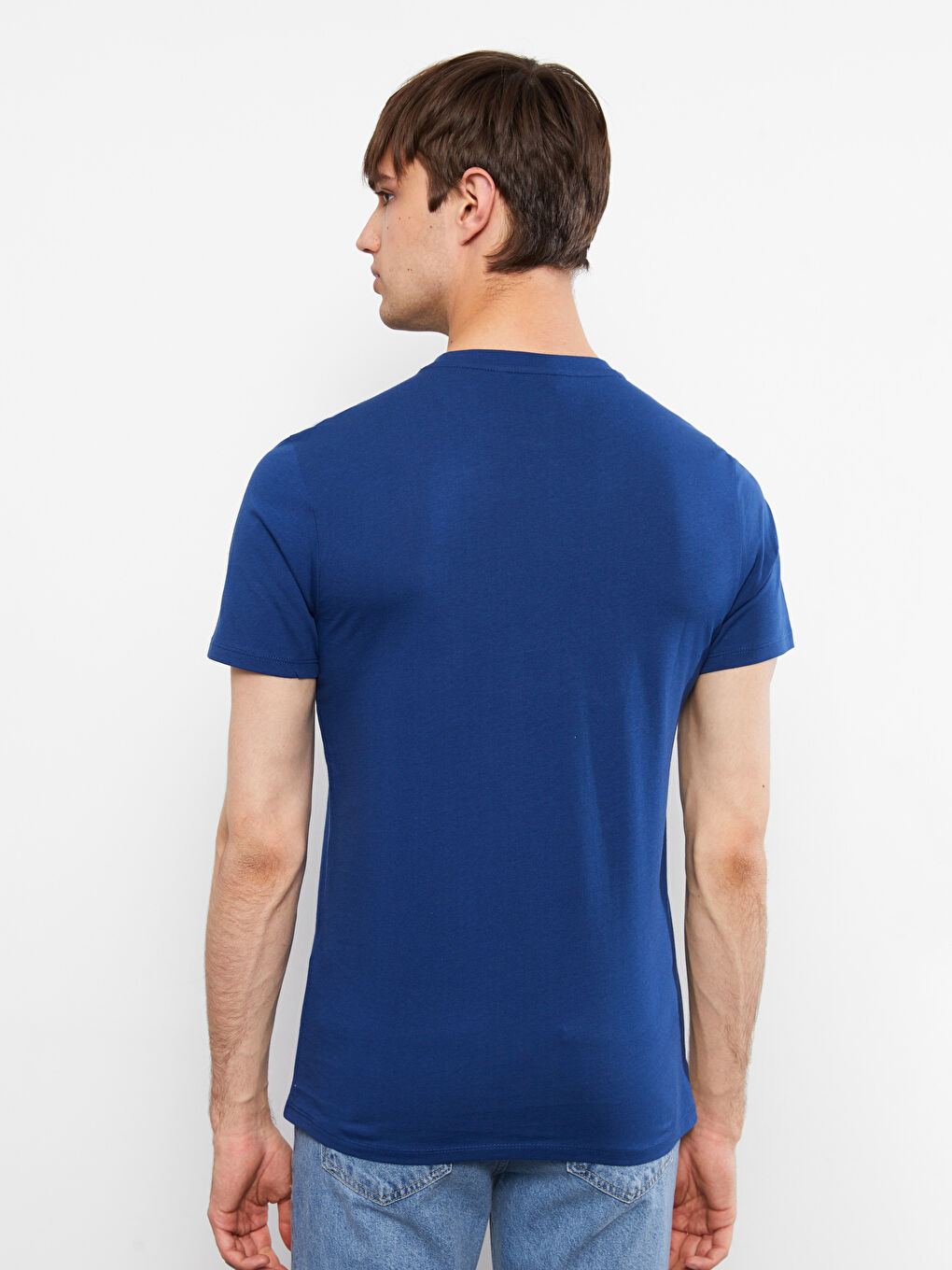 تيشيرت رجالي ياقة دائرية كم قصير قطن ممشط أساسي-4