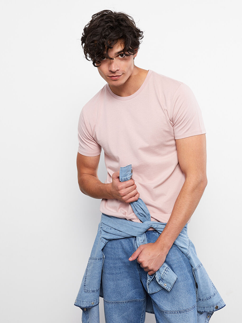 تيشيرت رجالي ياقة دائرية كم قصير قطن ممشط أساسي-1