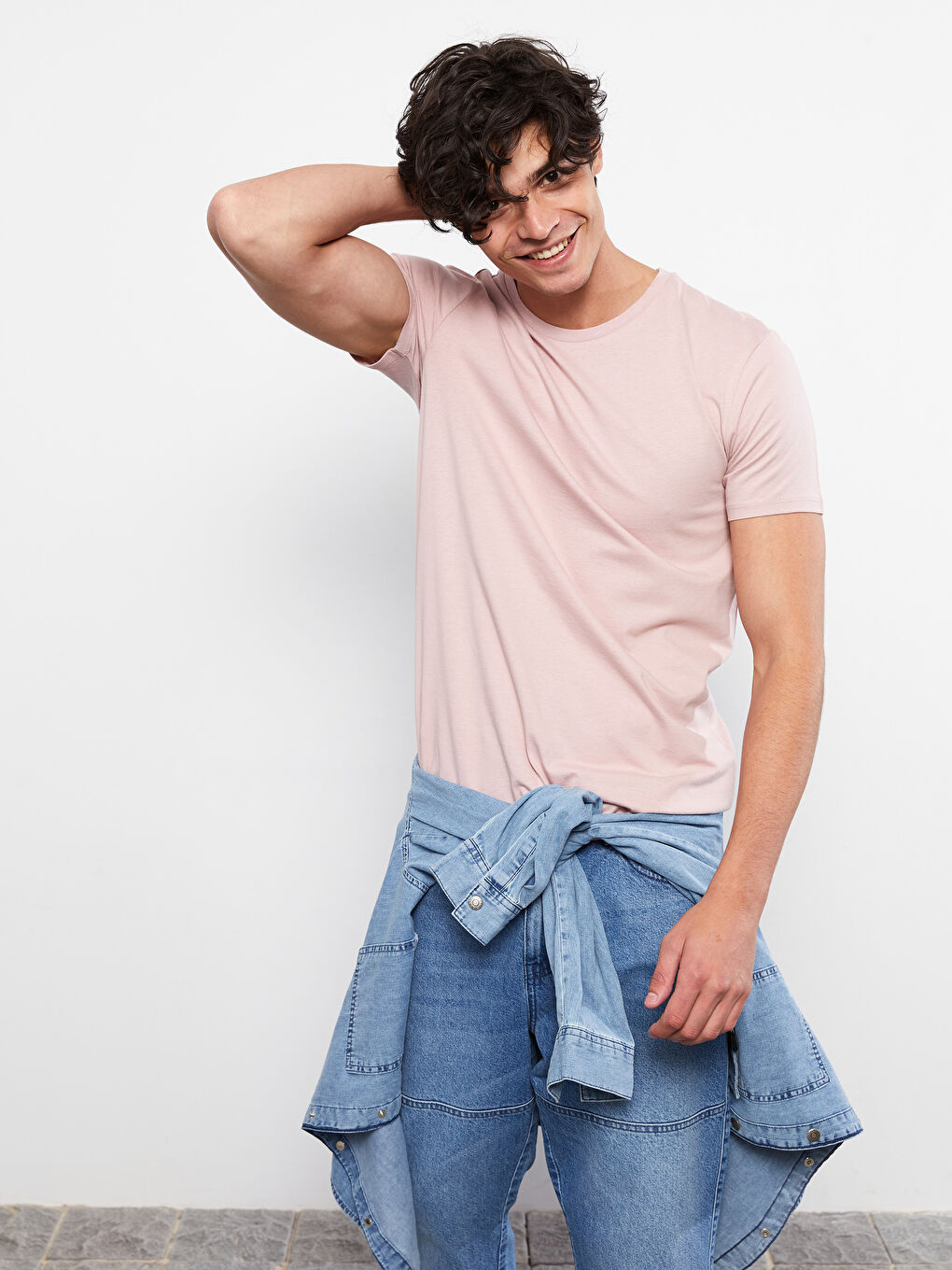 تيشيرت رجالي ياقة دائرية كم قصير قطن ممشط أساسي-2