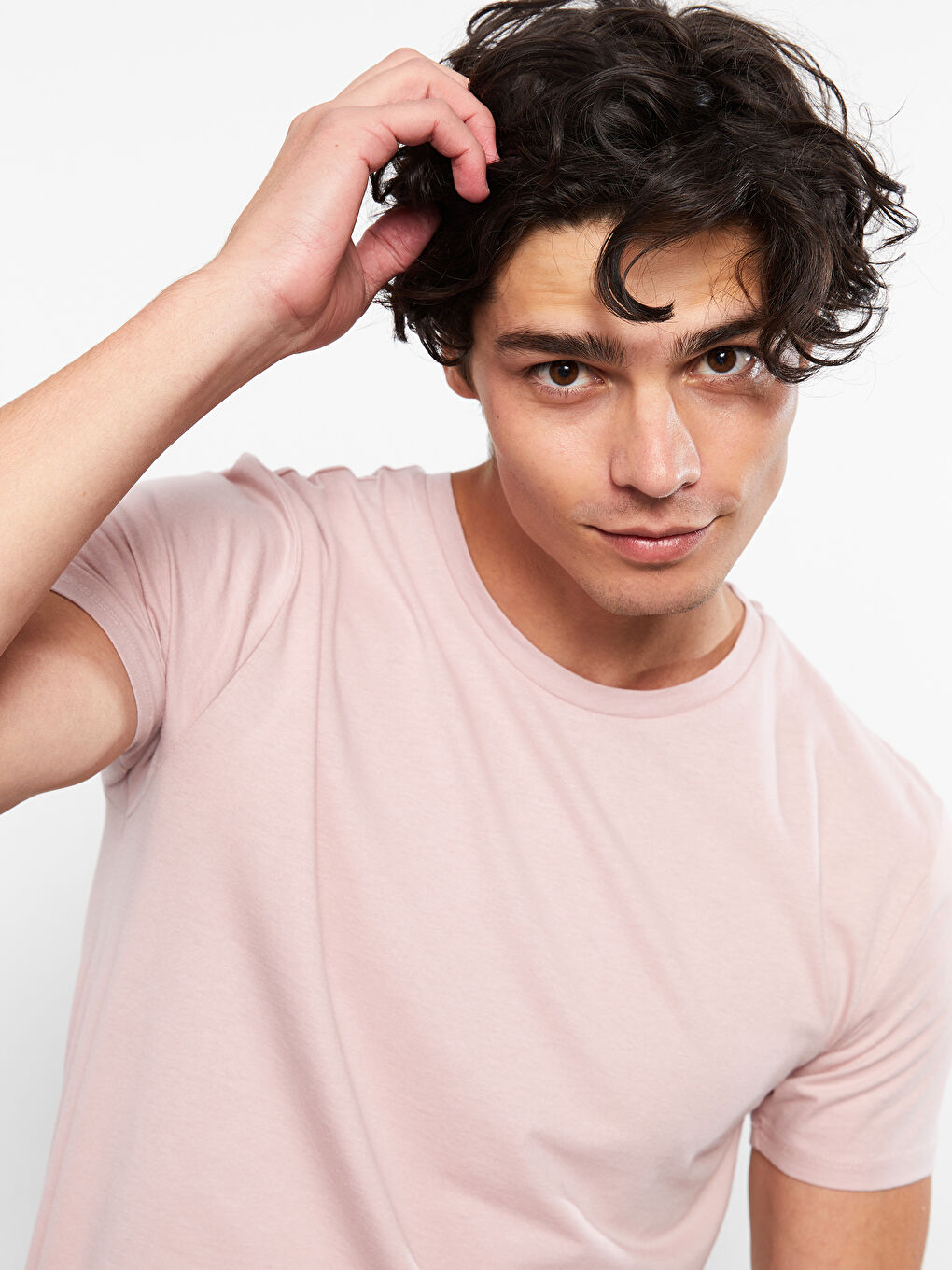 تيشيرت رجالي ياقة دائرية كم قصير قطن ممشط أساسي-3