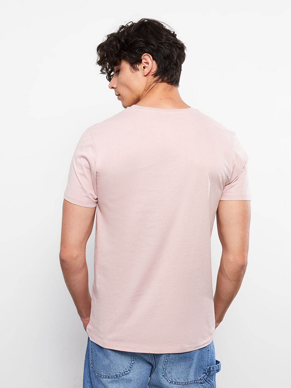 تيشيرت رجالي ياقة دائرية كم قصير قطن ممشط أساسي-4