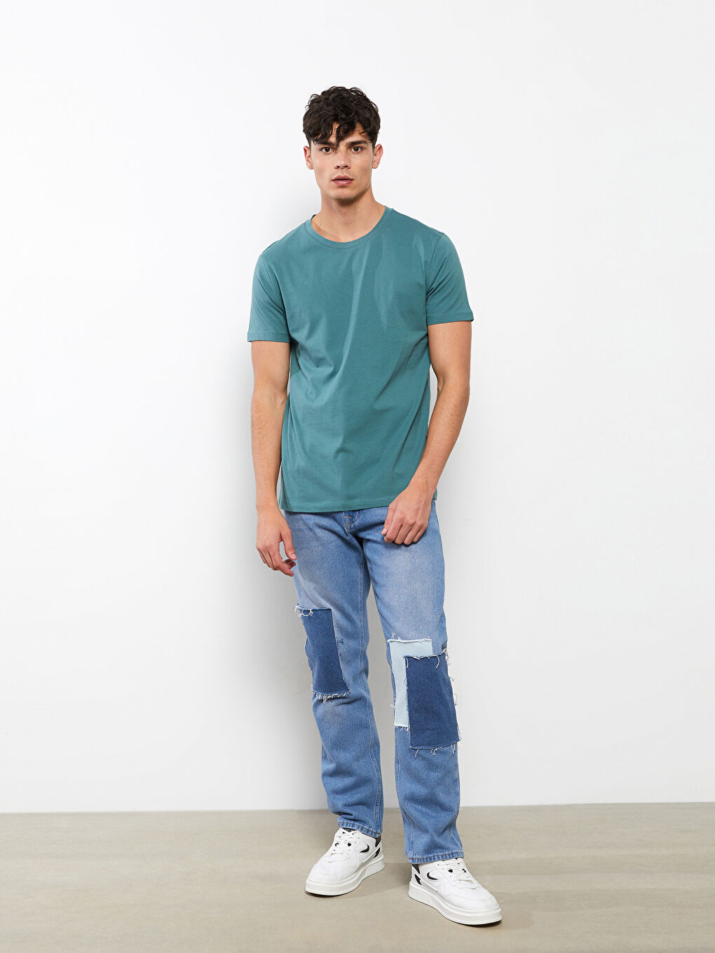 Crew Neck Short Sleeve Basic Combed Cotton Men's T-shirt-1