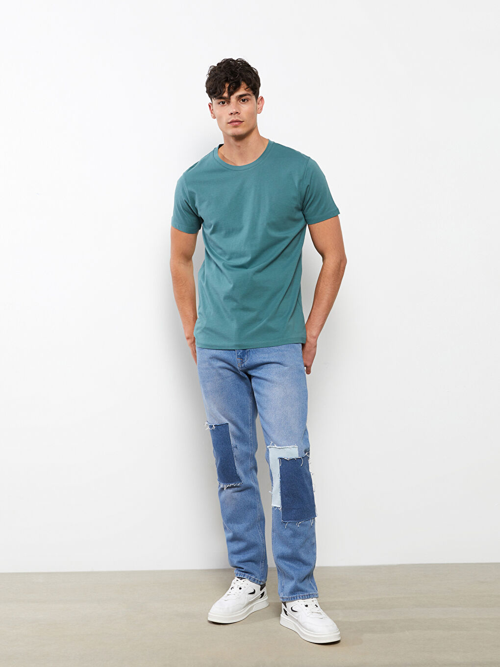Crew Neck Short Sleeve Basic Combed Cotton Men's T-shirt-2