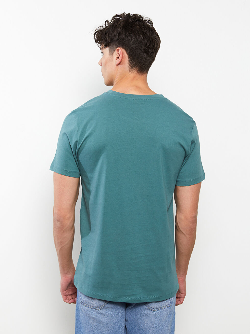 Crew Neck Short Sleeve Basic Combed Cotton Men's T-shirt-4