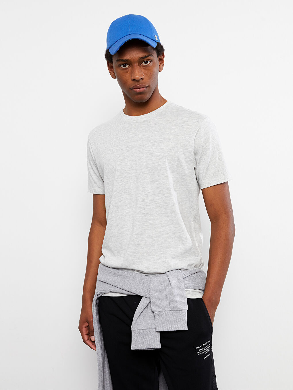 تيشيرت رجالي ياقة دائرية كم قصير قطن ممشط أساسي-1