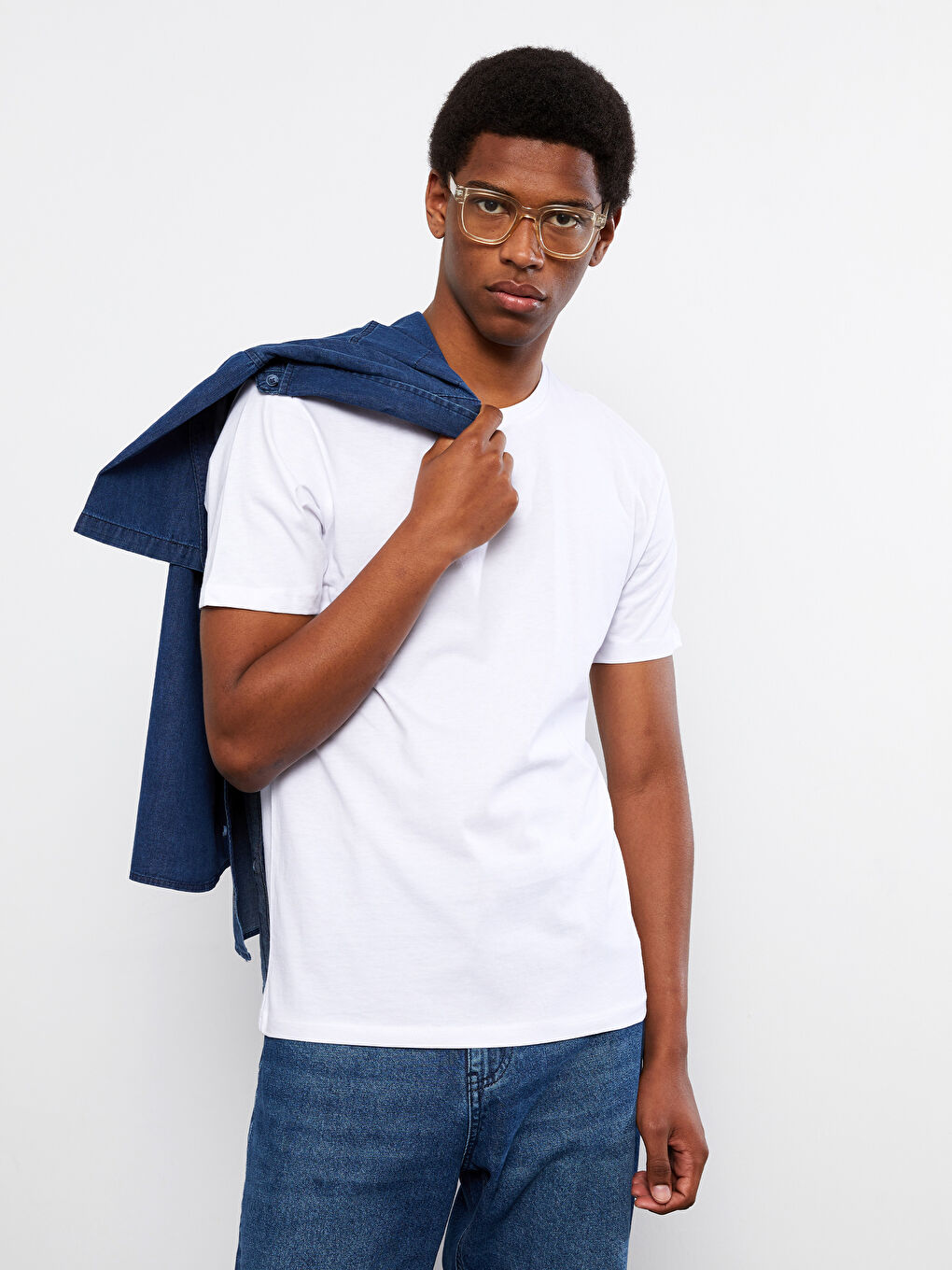 XSIDE T-shirt Basique en Coton Peigné à Manches Courtes et Col Rond pour Hommes -S2JP19Z8-Q6K