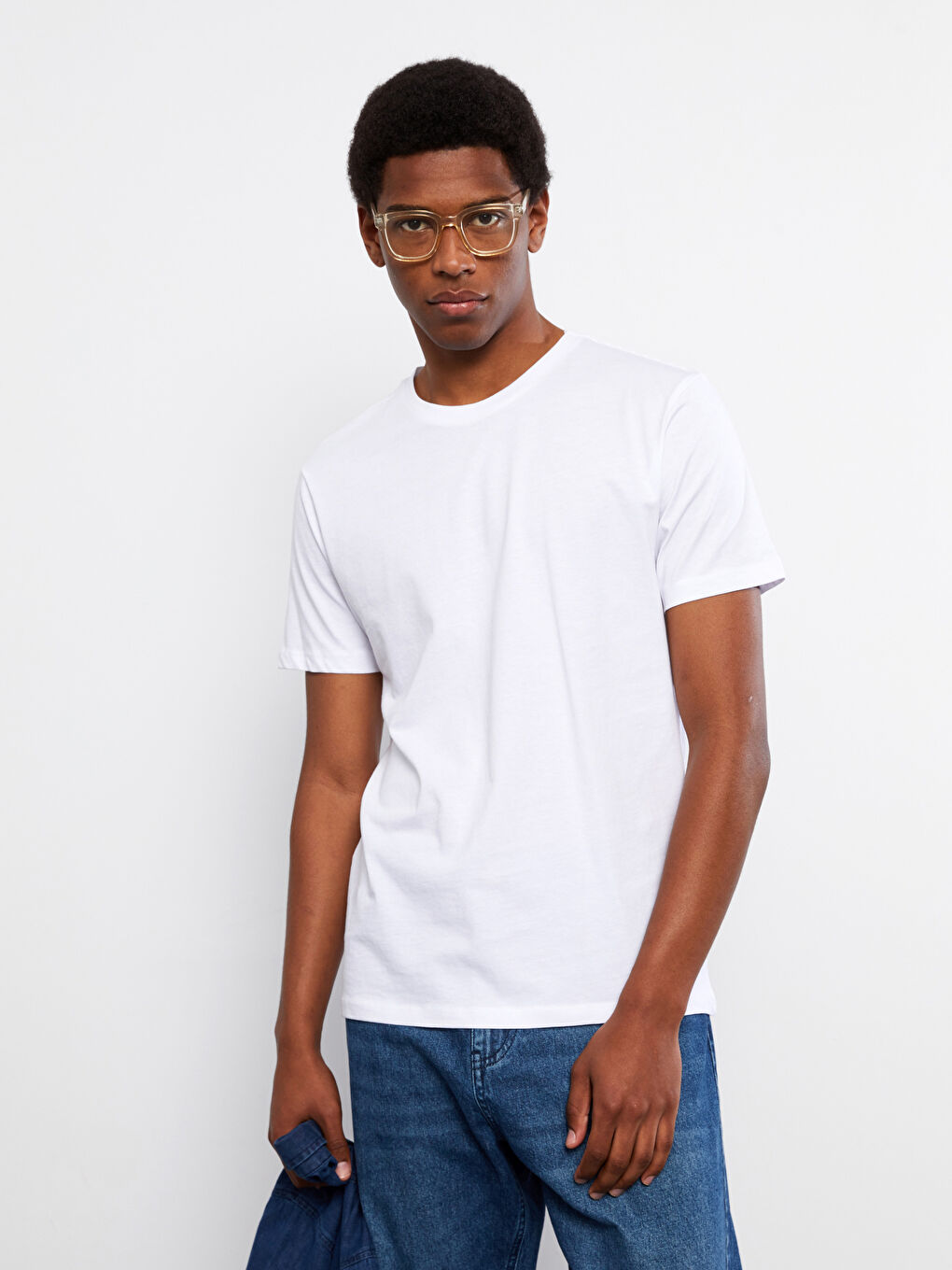 XSIDE T-shirt Basique en Coton Peigné à Manches Courtes et Col Rond pour Hommes -S2JP19Z8-Q6K