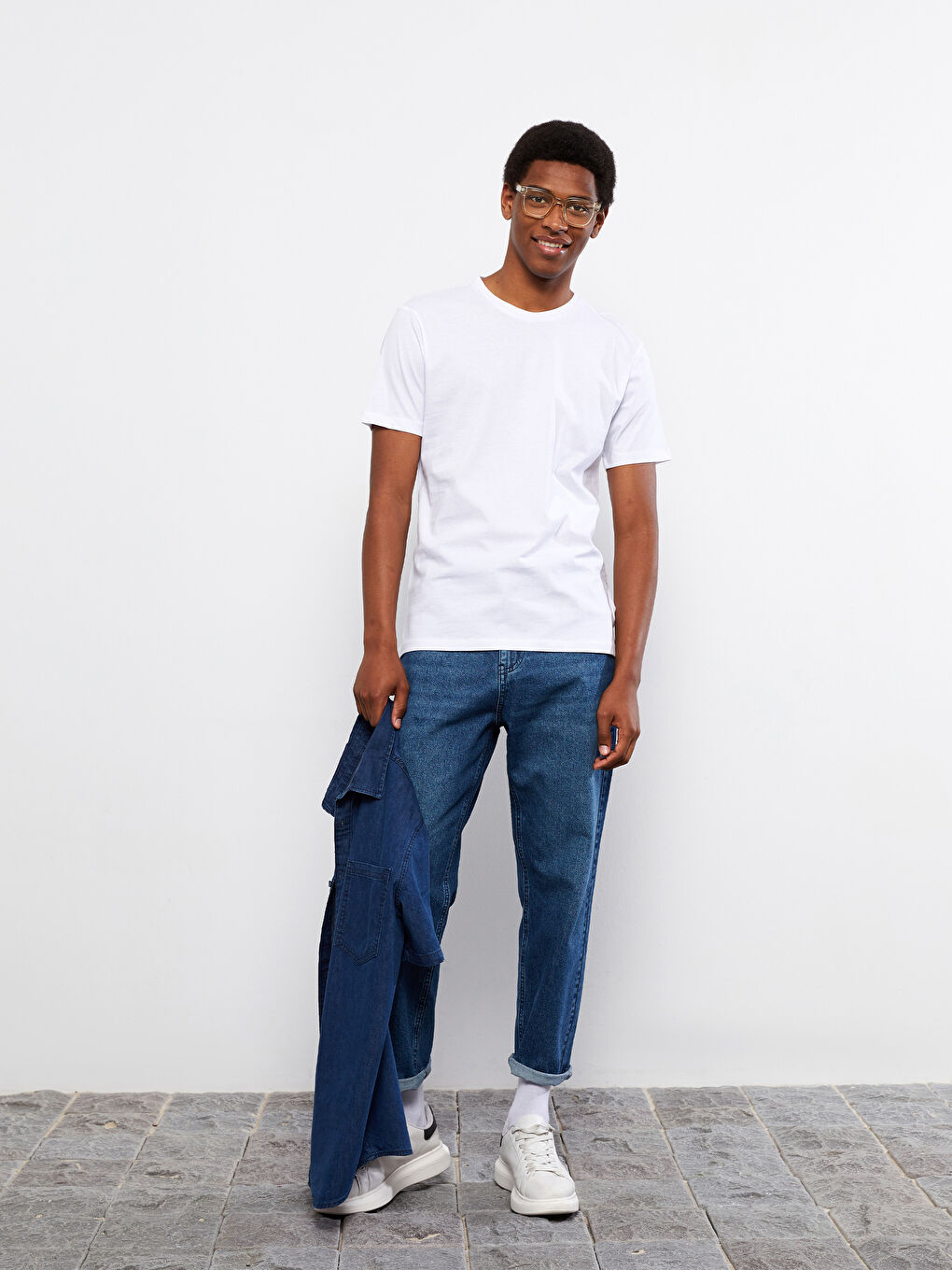 XSIDE T-shirt Basique en Coton Peigné à Manches Courtes et Col Rond pour Hommes -S2JP19Z8-Q6K