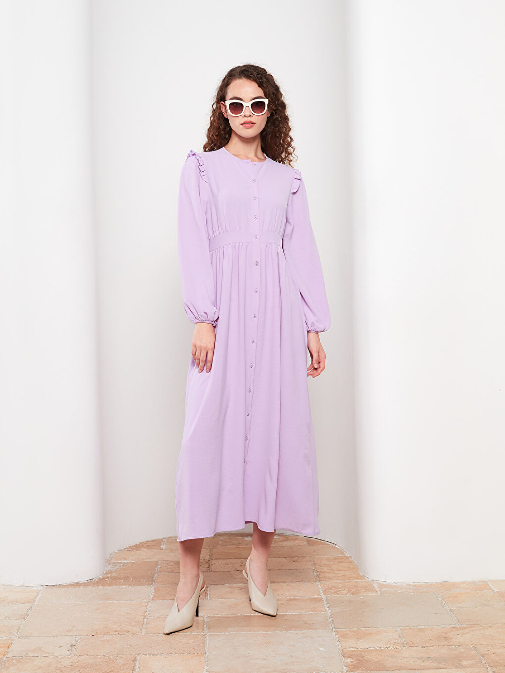 Crew Neck Plain Long Sleeve Women's Shirt Dress -S2JP36Z8-S7H