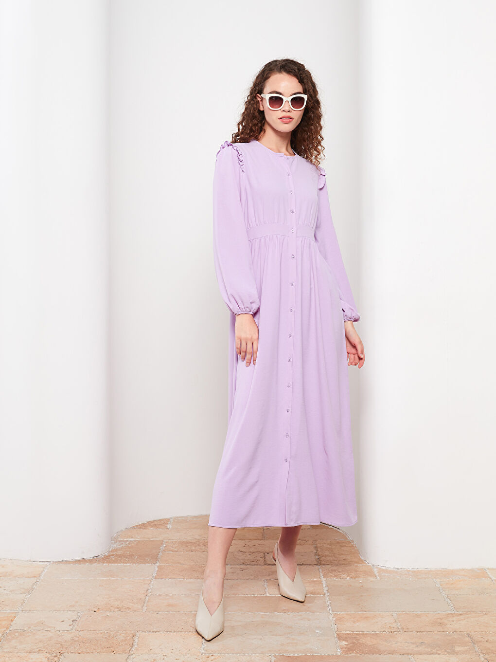 Crew Neck Plain Long Sleeve Women's Shirt Dress -S2JP36Z8-S7H