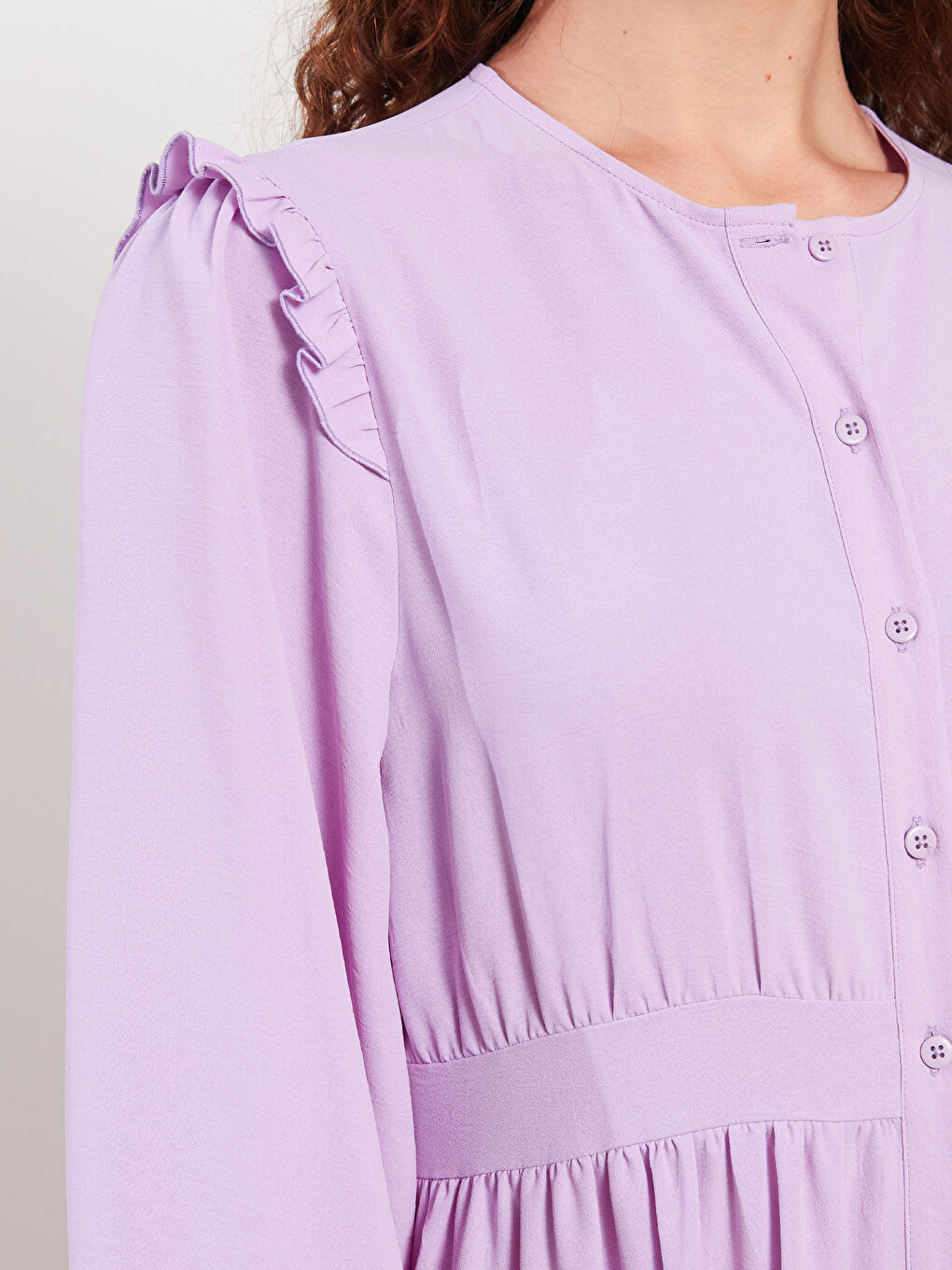 Crew Neck Plain Long Sleeve Women's Shirt Dress -S2JP36Z8-S7H