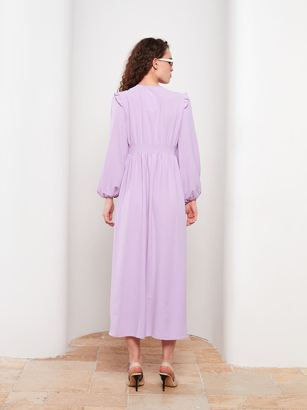 Crew Neck Plain Long Sleeve Women's Shirt Dress -S2JP36Z8-S7H