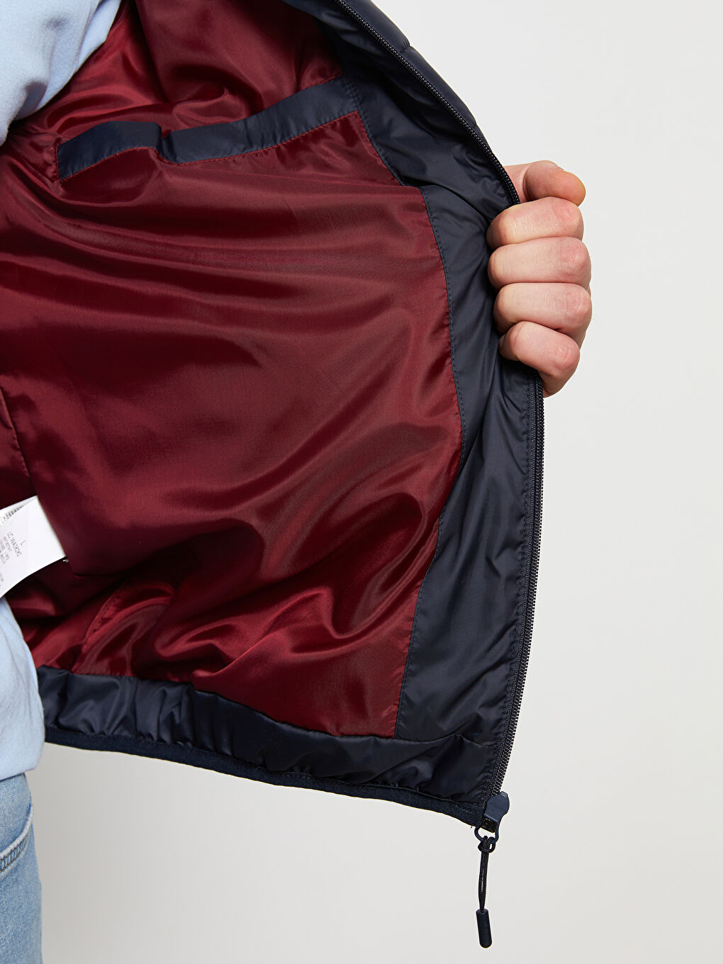 Lacivert Standart Kalıp Dik Yaka Erkek Şişme Mont-3