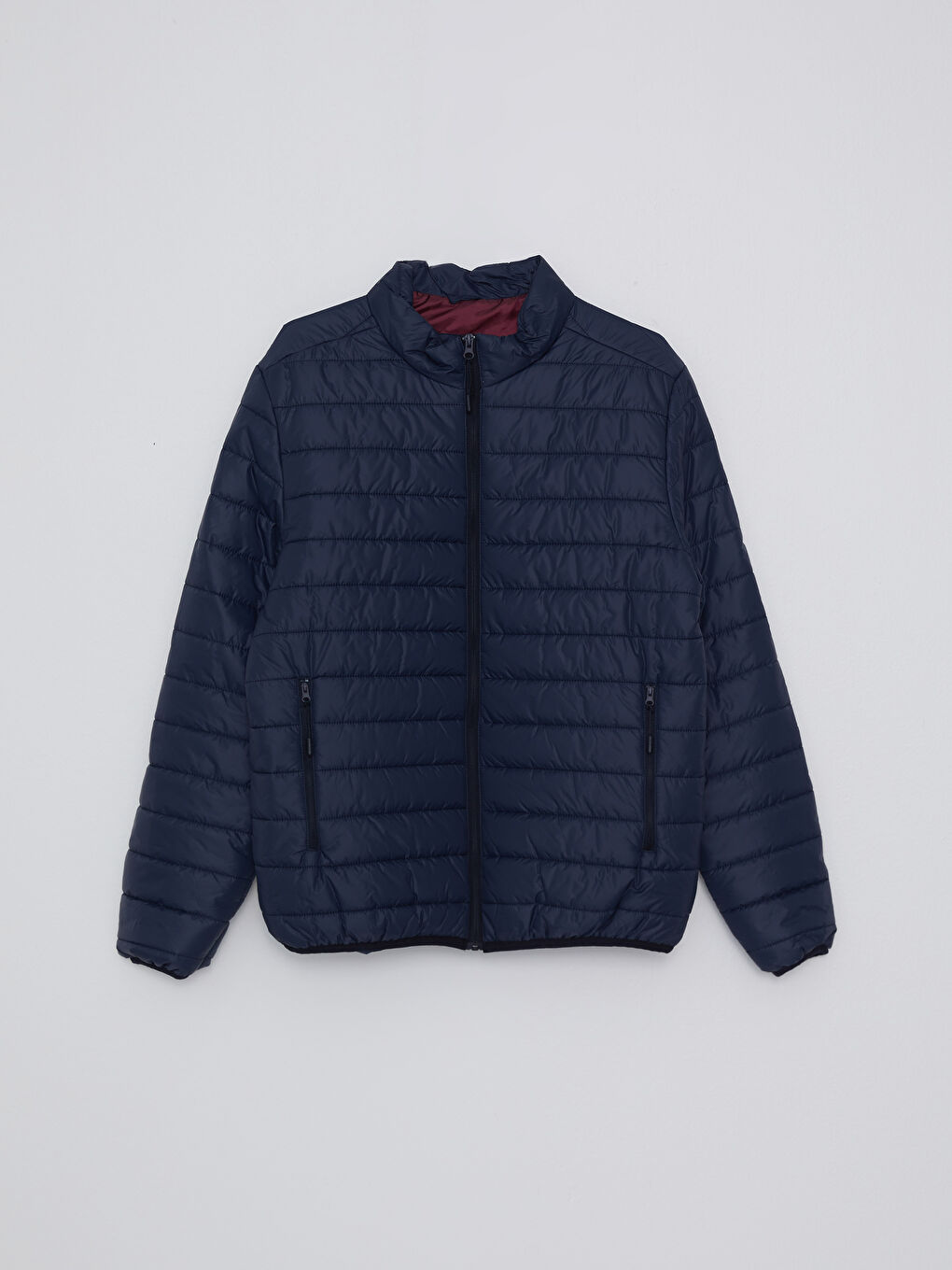 Lacivert Standart Kalıp Dik Yaka Erkek Şişme Mont-6