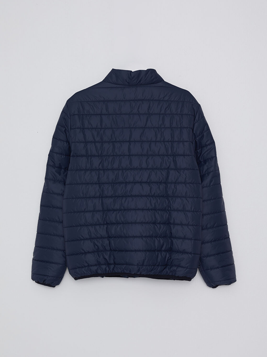 Lacivert Standart Kalıp Dik Yaka Erkek Şişme Mont-7