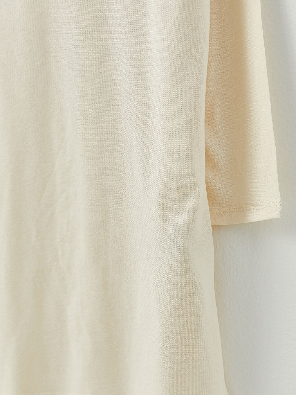 Ekru Bisiklet Yaka Baskılı Uzun Kollu Pamuklu Kadın Tunik-7