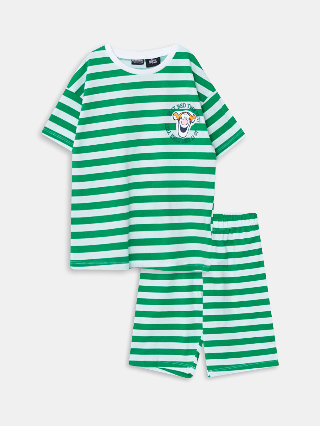 Ekru Bisiklet Yaka Winnie the Pooh Baskılı Kısa Kollu Erkek Çocuk Şortlu Pijama Takımı-3