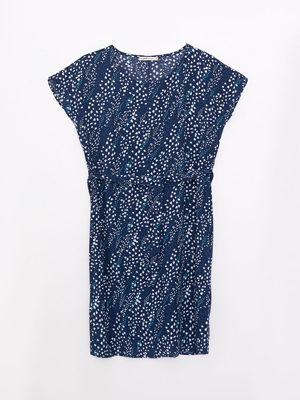 Crew Neck Patterned Short Sleeve Viscose Women's Dress -S2JQ04Z8-LSJ