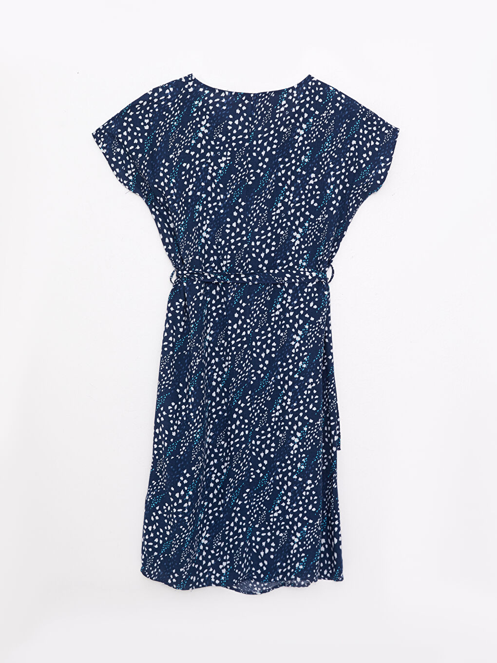 Crew Neck Patterned Short Sleeve Viscose Women's Dress -S2JQ04Z8-LSJ