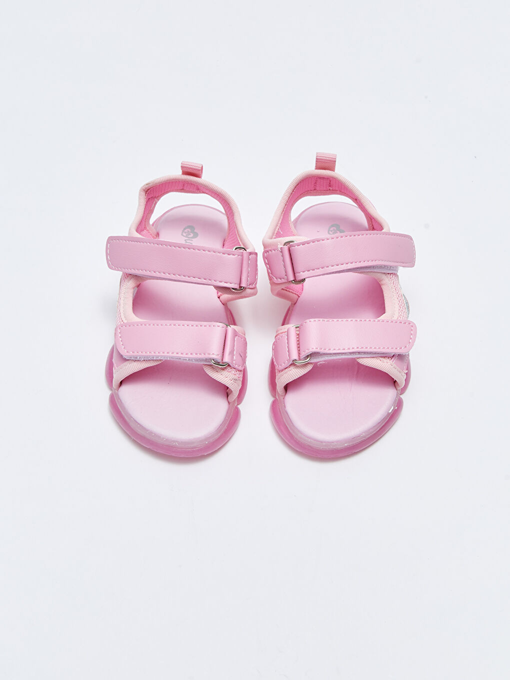 Pembe Işıklı Cırt Cırtlı Kız Çocuk Sandalet-3