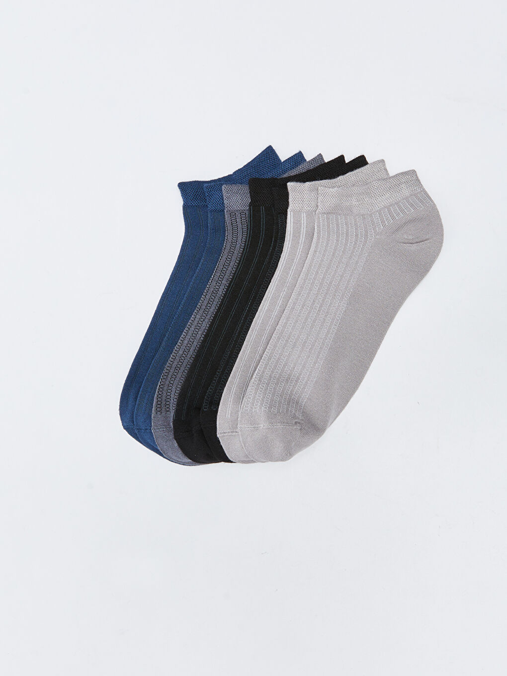 Karışık Çizgili Erkek Bambu Patik Çorap 7'li