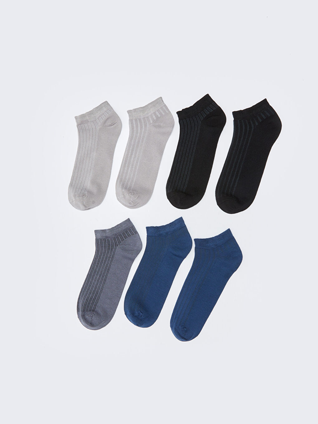 Karışık Çizgili Erkek Bambu Patik Çorap 7'li-1