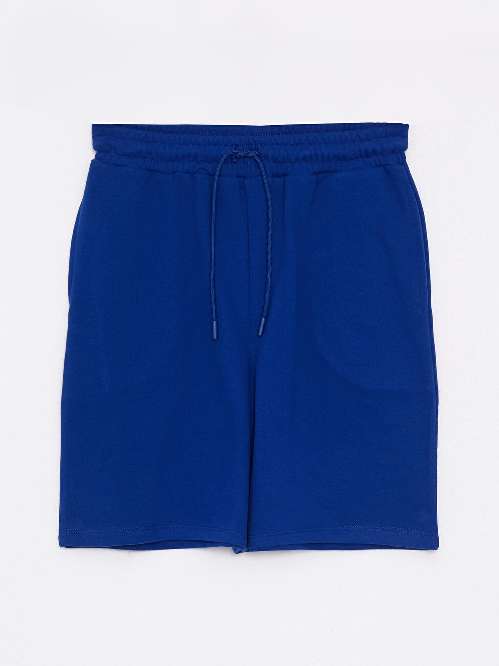 Lacivert Beli Lastikli Düz Pamuklu Kadın Bermuda Şort-5