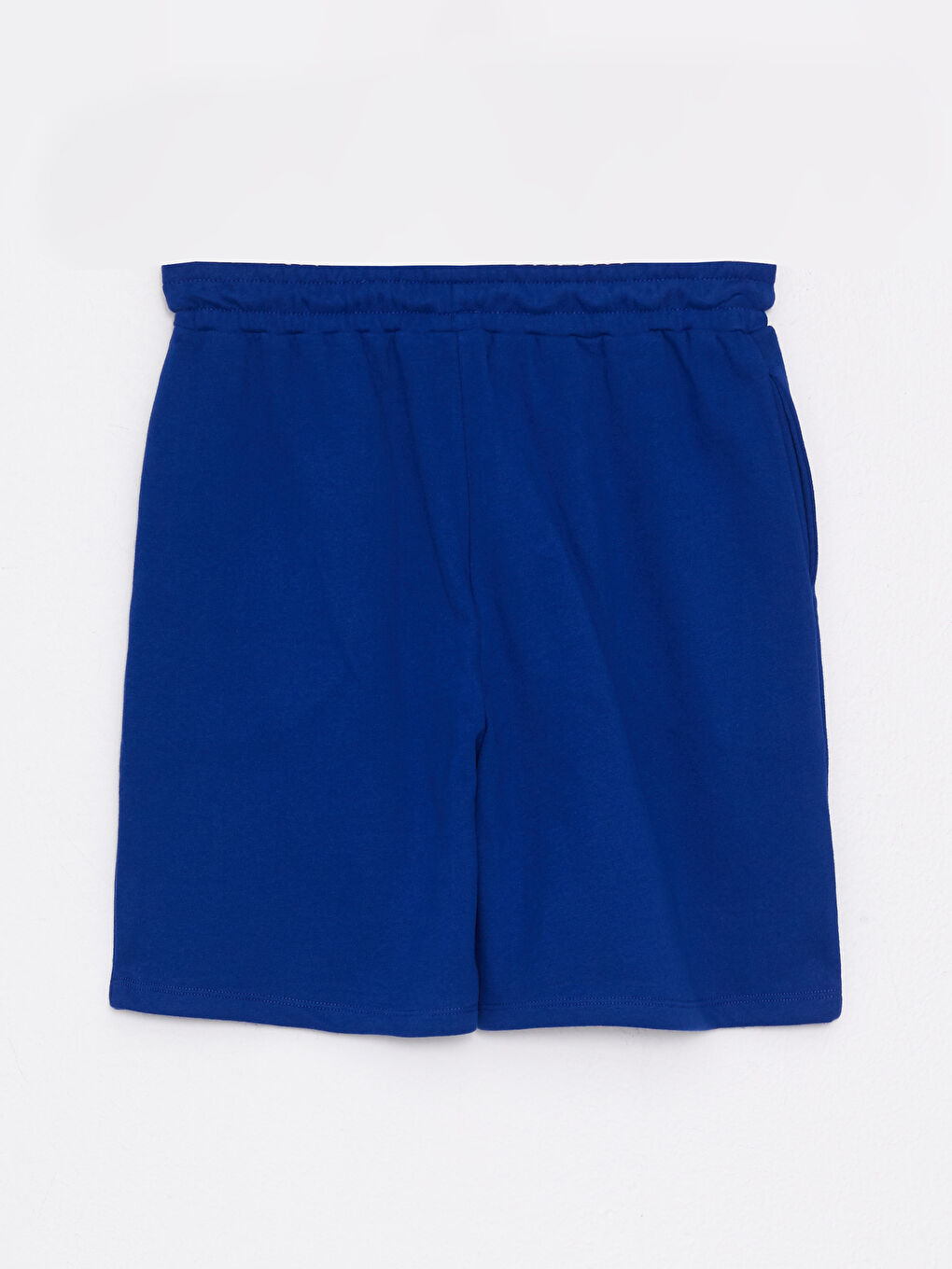 Lacivert Beli Lastikli Düz Pamuklu Kadın Bermuda Şort-6