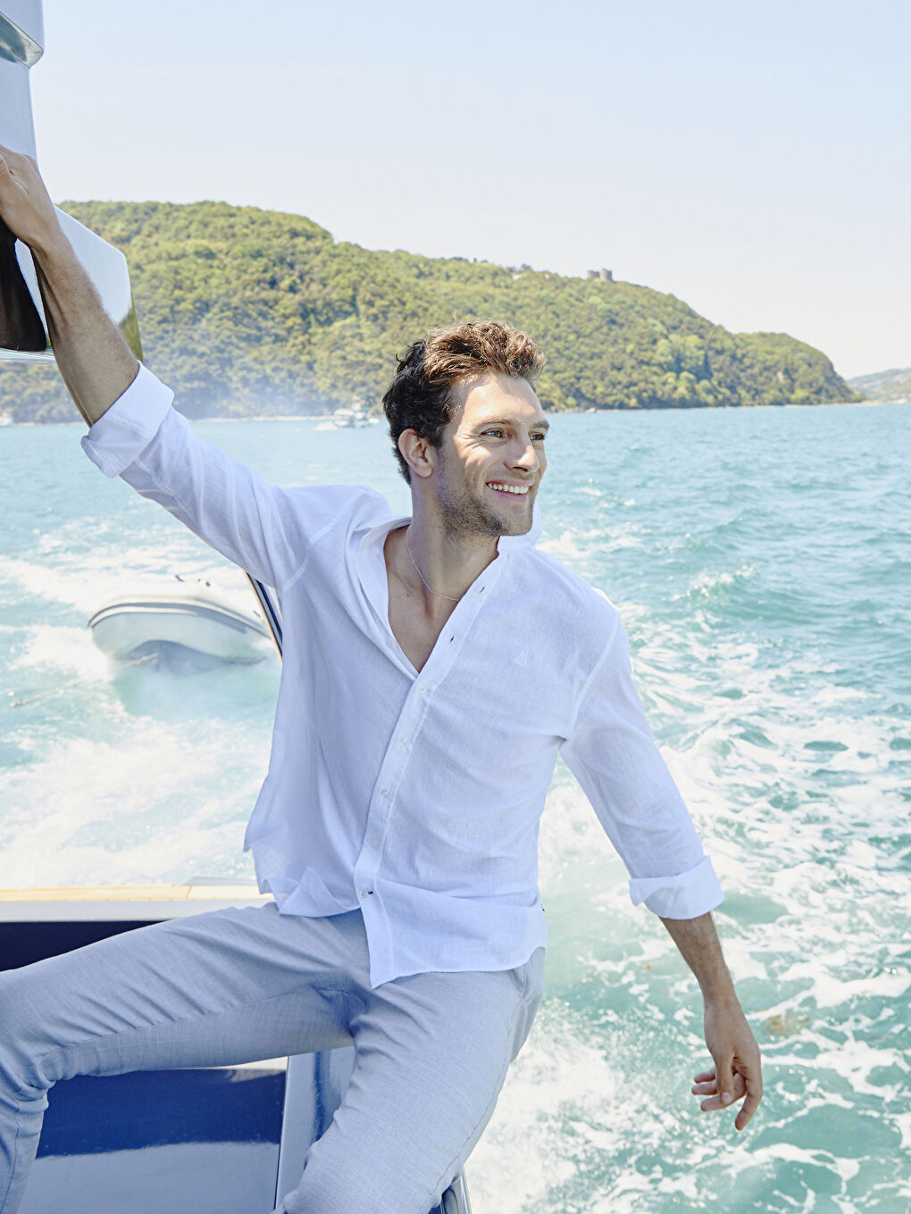 Beyaz Regular Fit Uzun Kollu Erkek Gömlek-3