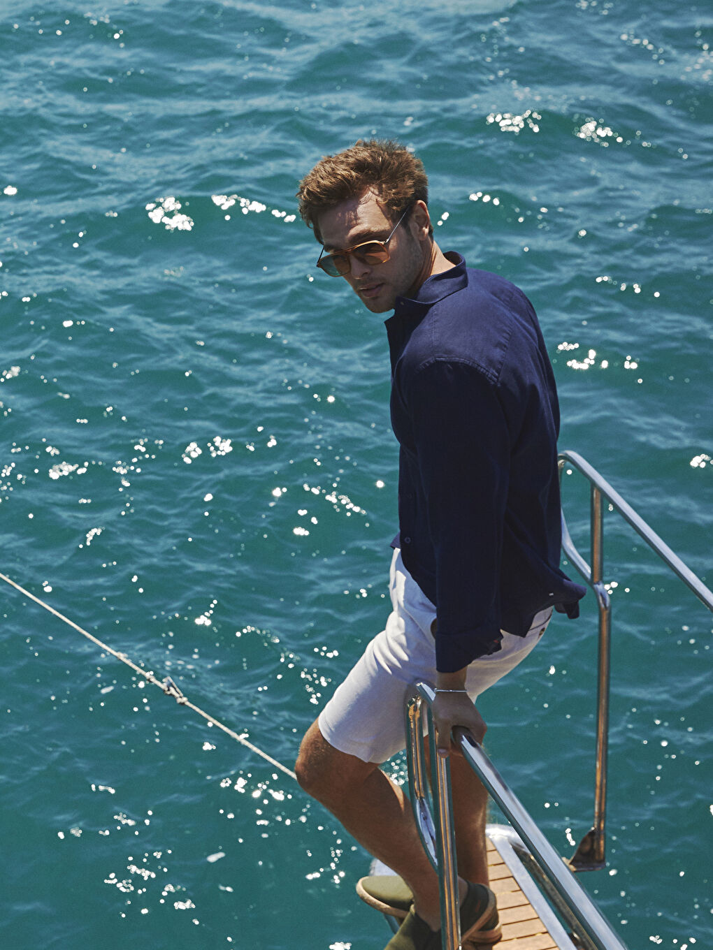 Lacivert Regular Fit Uzun Kollu Erkek Gömlek-2