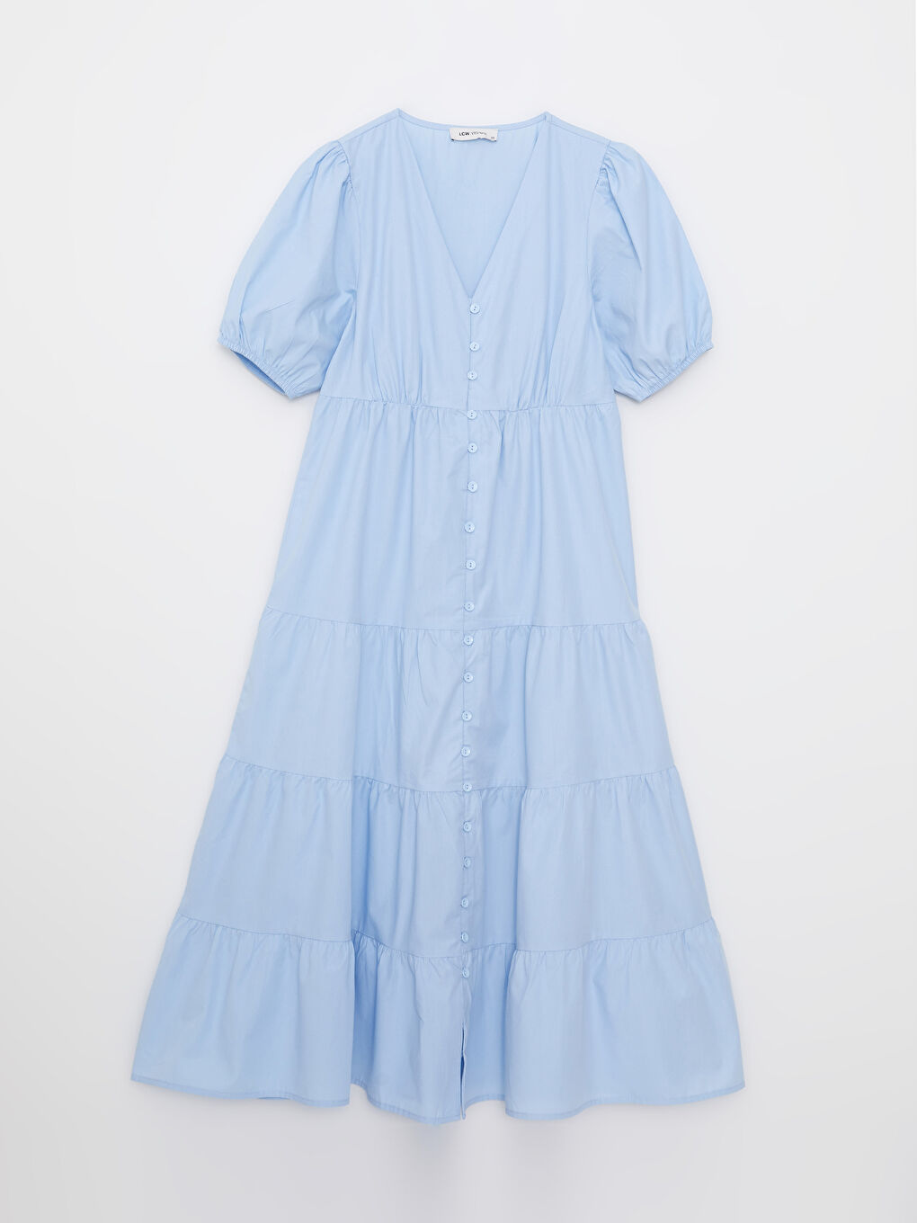 Robe Femme Popeline Coupe Droite Col V Manches Courtes-5