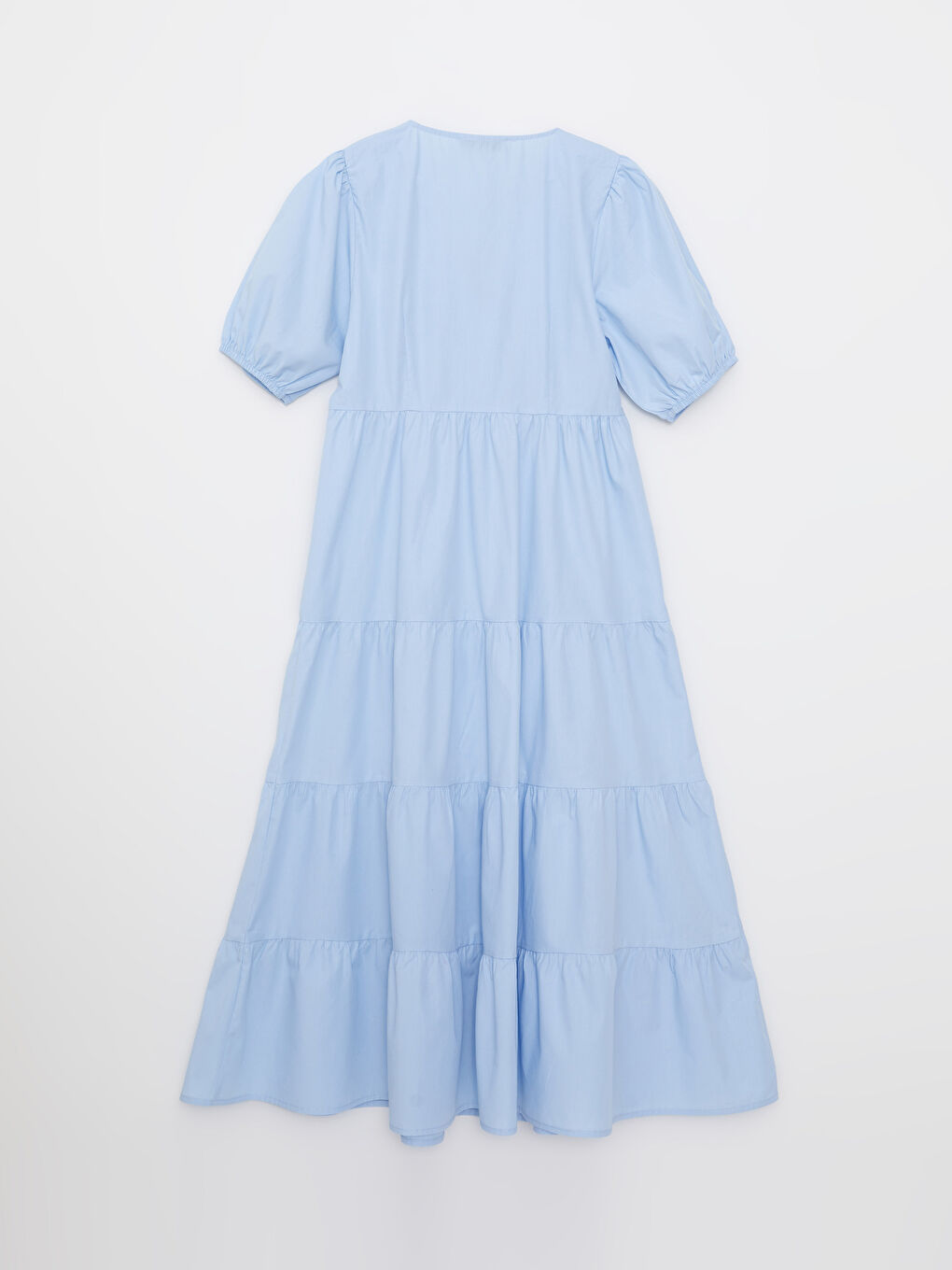 Robe Femme Popeline Coupe Droite Col V Manches Courtes-6