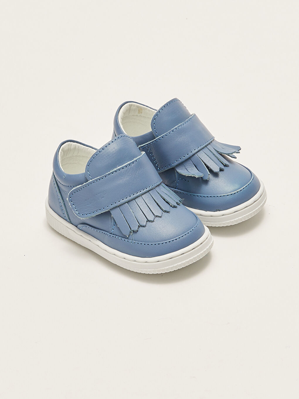 Mavi Hakiki Deri Cırt Cırtlı Erkek Bebek İlk Adım Ayakkabısı-2