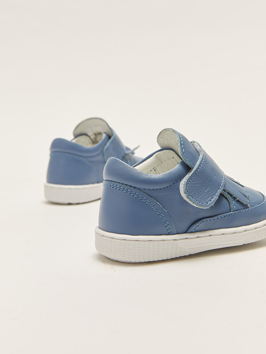 Mavi Hakiki Deri Cırt Cırtlı Erkek Bebek İlk Adım Ayakkabısı-6