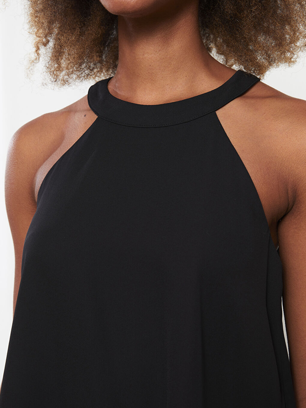 Women's Halter Neck Plain Sleeveless Blouse-3