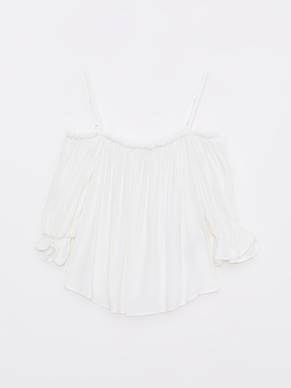 Әйелдерге арналған қиғаш мойын өрнексіз вискоз блузка