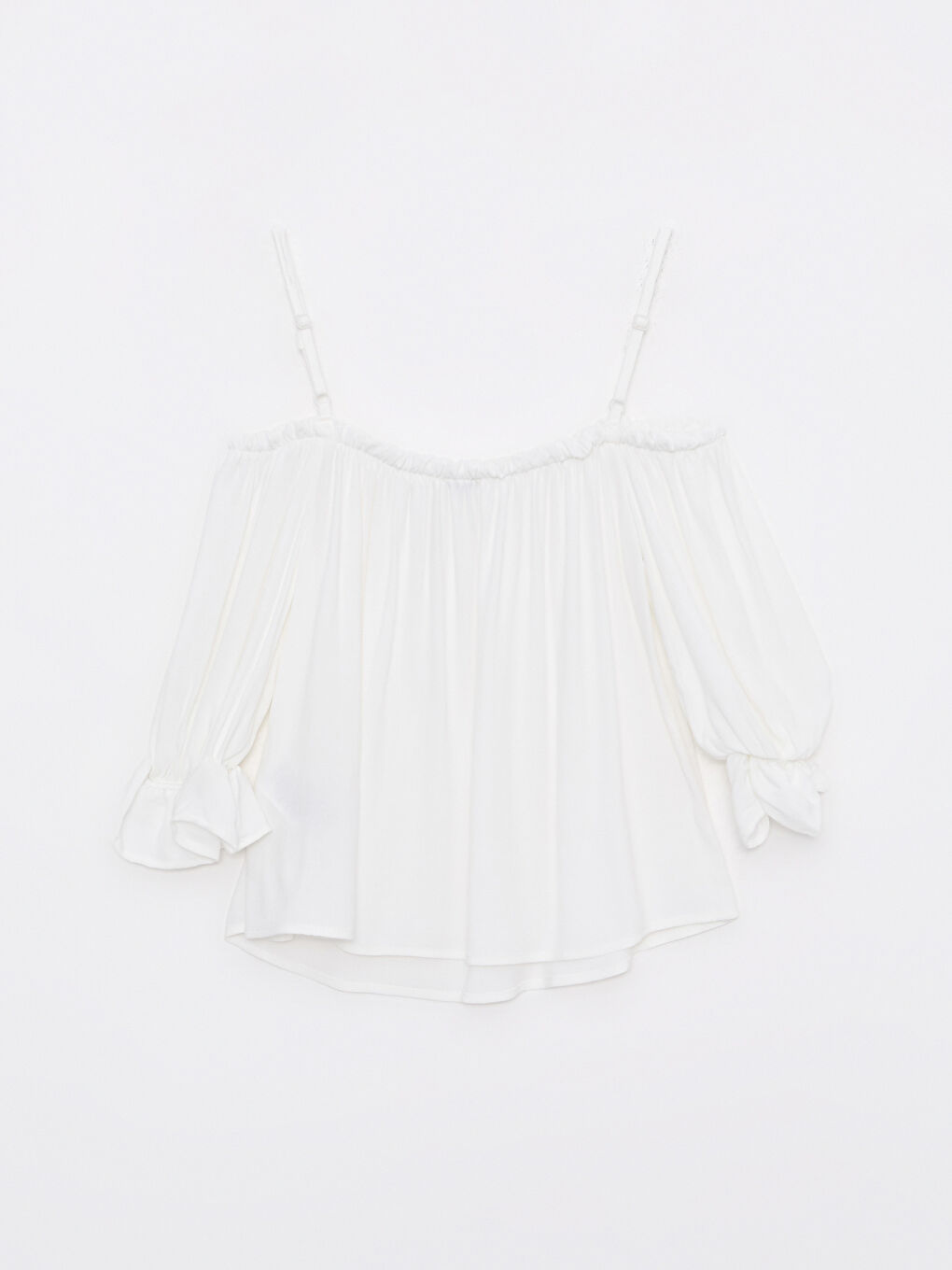 Әйелдерге арналған қиғаш мойын өрнексіз вискоз блузка-1