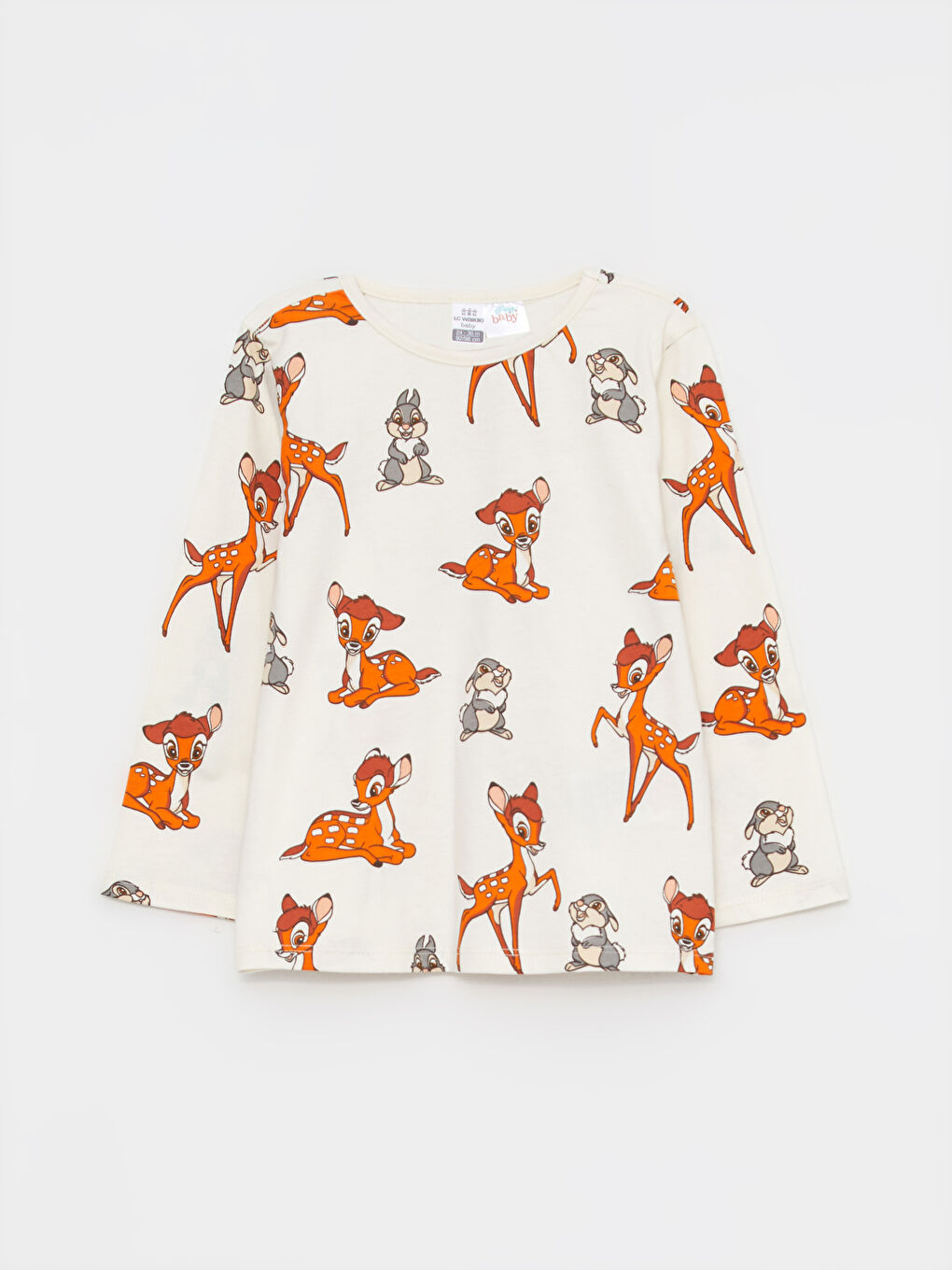 LCW baby Crew Neck Long Sleeved Bambi Printed Baby Girl 2-Pajama Set -S2JR37Z1-FSP